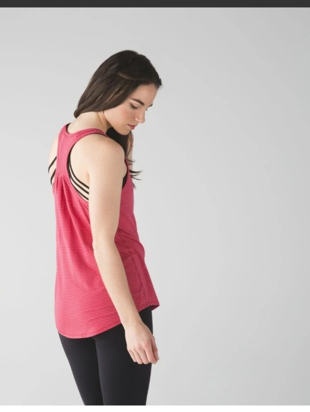 Lululemon Yogi Everyday Tank/Hyper Stripe Fireside Red Flash Light